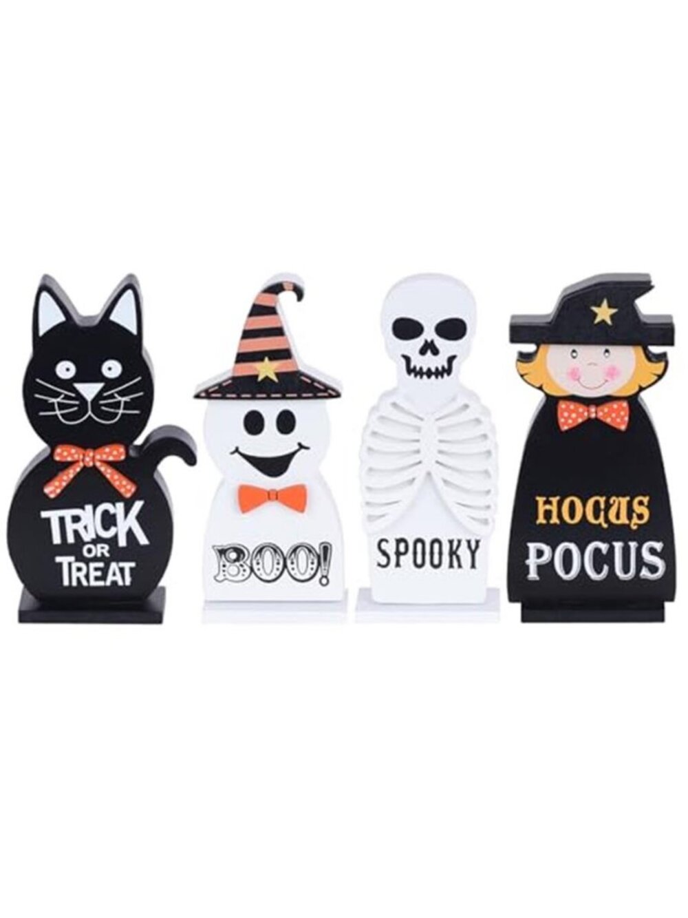 Halloween Decorations Indoor, 4 PCS Wood Blocks Halloween Table Decor
